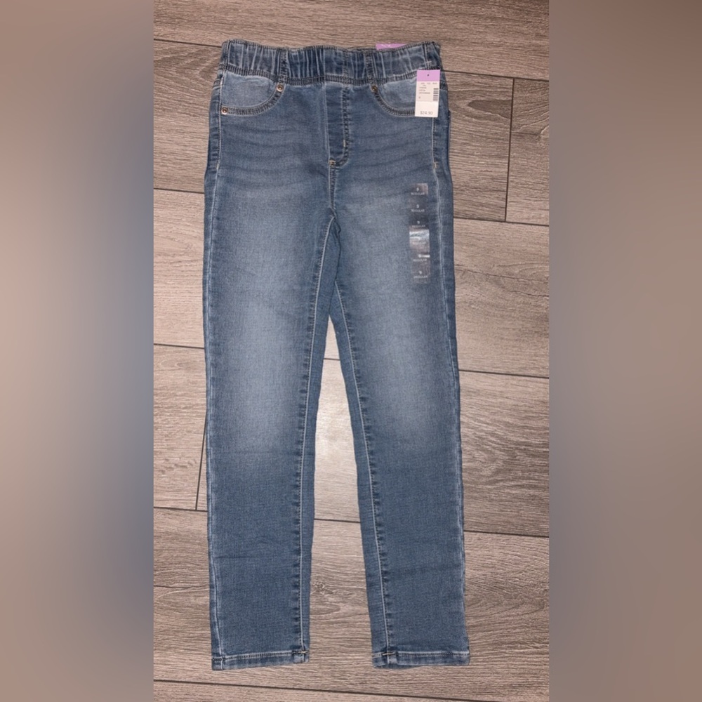 Evsie Girls Size 9 High Rise Jegging Light Wash Elastic Waist Pull On Ne…